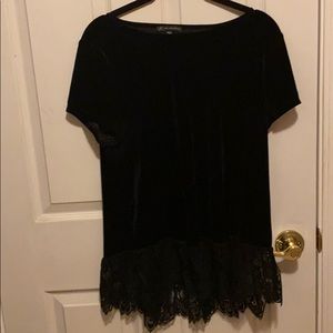 Black Velvet shirt with lace at the hip. New.